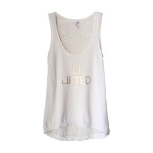 LRG SWEATER TANK TOP SHIRT SHEER BACK CREAM CREME